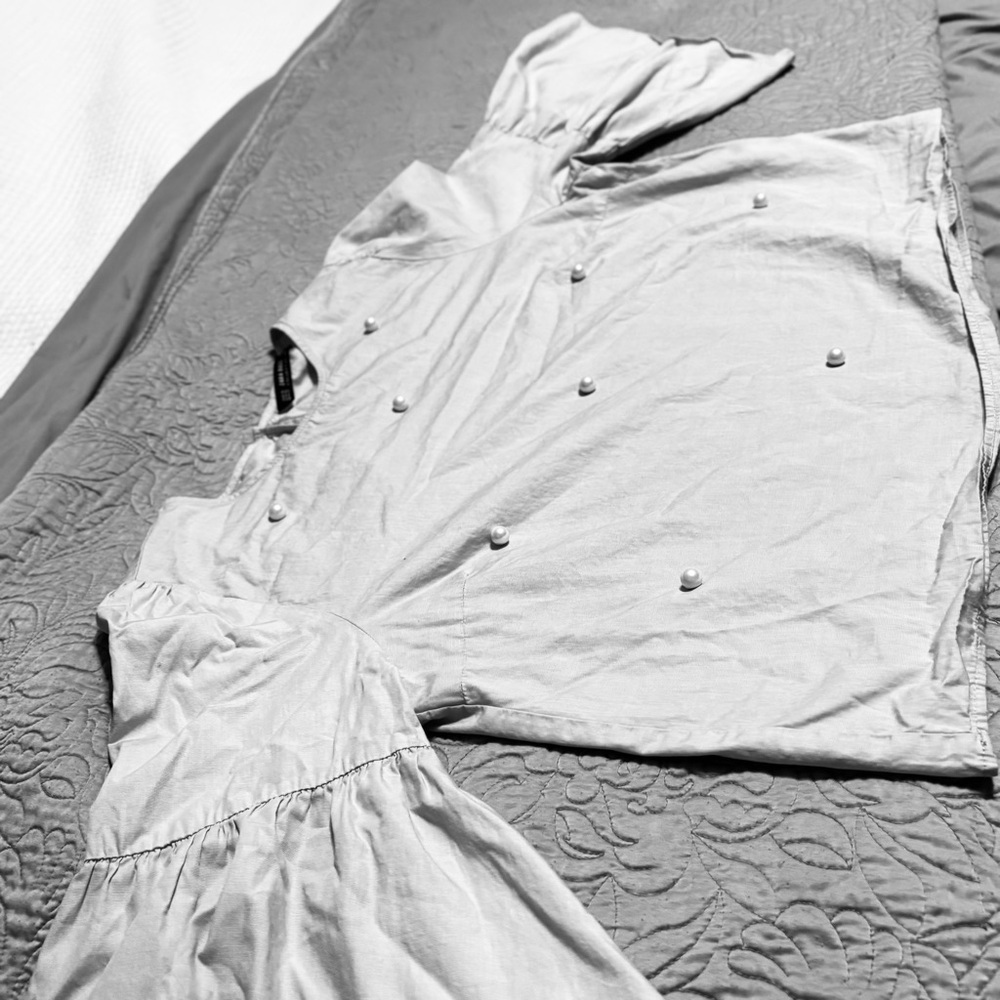 Zara Light Gray Puff Sleeve Top